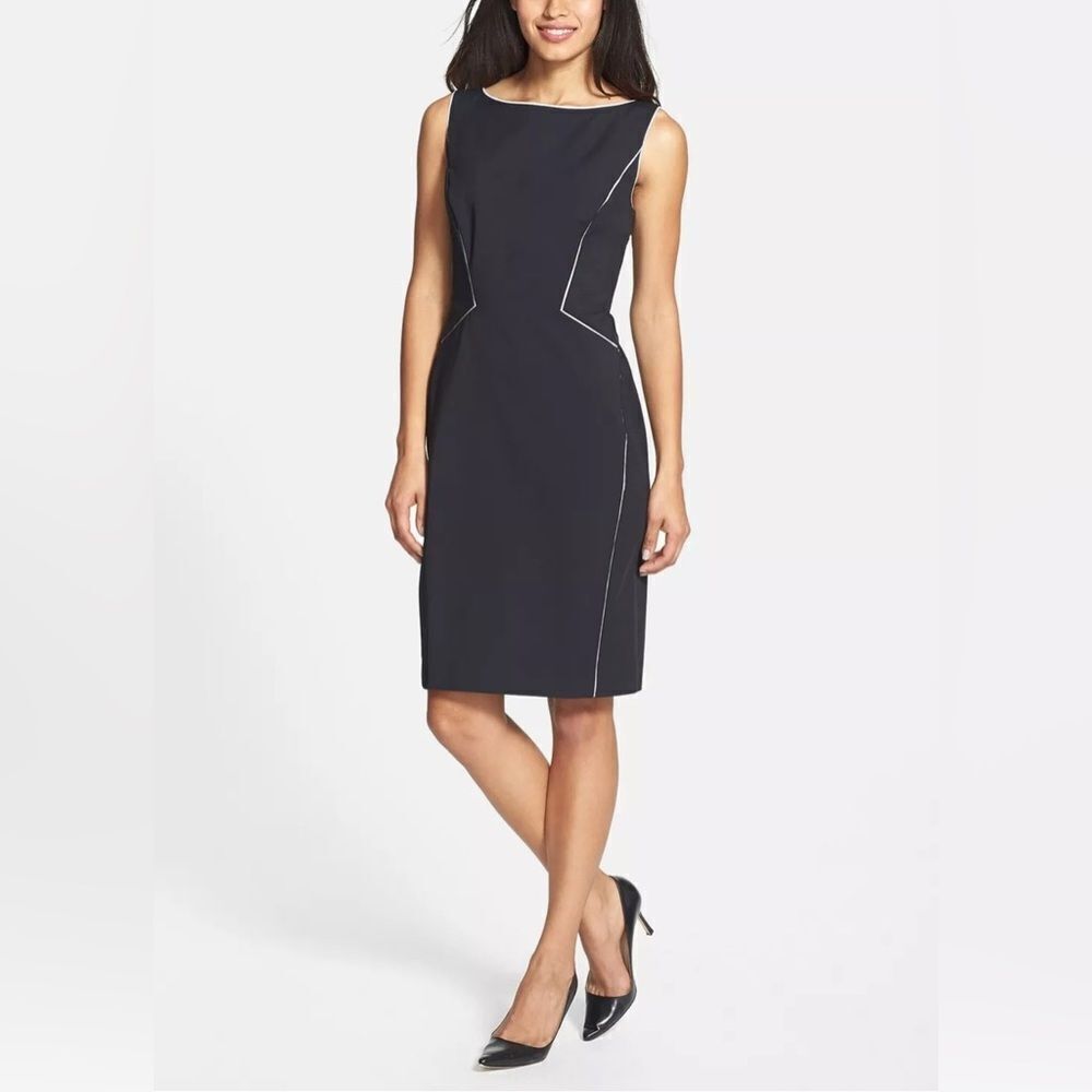 Lafayette 148 New York Deana Piped Trim Stretch Sheath Dress Size 4